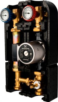 Насосная группа для твердотопливных котлов 1" с насосом Grundfos UPSO 25-65 в теплоизоляции