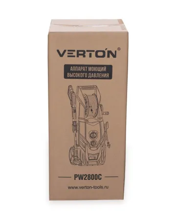 Мойка выс.давл.VERTON PW 2800С (2700 Вт,давл.мин/макс 155/195 бар,расх. воды мин/макс 7/7,8 л/м, асинхр. двиг., длина каб.5м, длина шланга 5м,макс.темп. 50 С,штуцер подкл.шланга 3/4)
