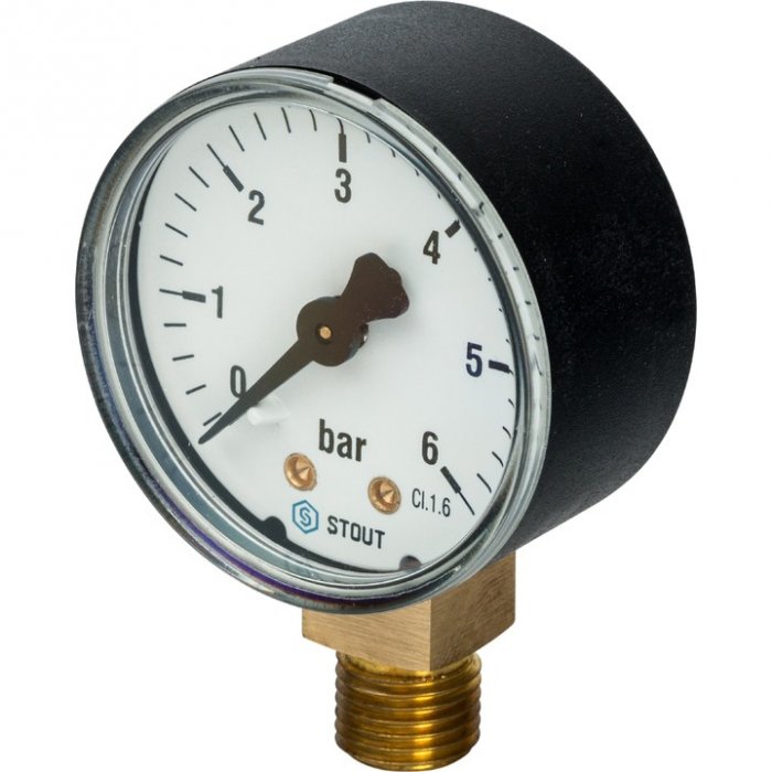 Манометр радиальный. Корпус Dn 50 мм 1/4" , 0...6 бар, кл.2.5