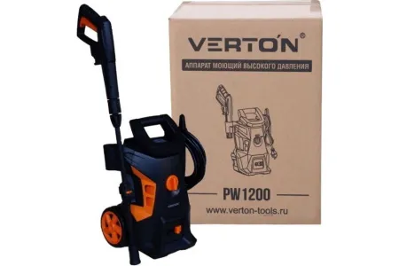 Мойка высокого давления VERTON PW 1200 (1200 Вт.,давл.мин/макс 80/110 бар.,расх мин/макс.5,5/6,5 л/мин.,длина каб.5м, длина шланга 5м,макс.темп. 50 С,штуцер подкл.шланга 3/4)