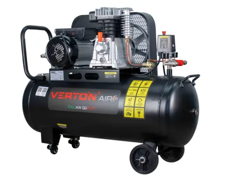 Компрессор ременной Verton Air AC-100/420R (230/50 В/Гц,масл.ремен. произв. 420л/мин, V 100л, макс. дав.12 бар, мощн. 2,5кВт, част. вращ. двиг. 2800 об/мин,итальянский тип компрессорного блока,рапид, асинх. однофаз.)