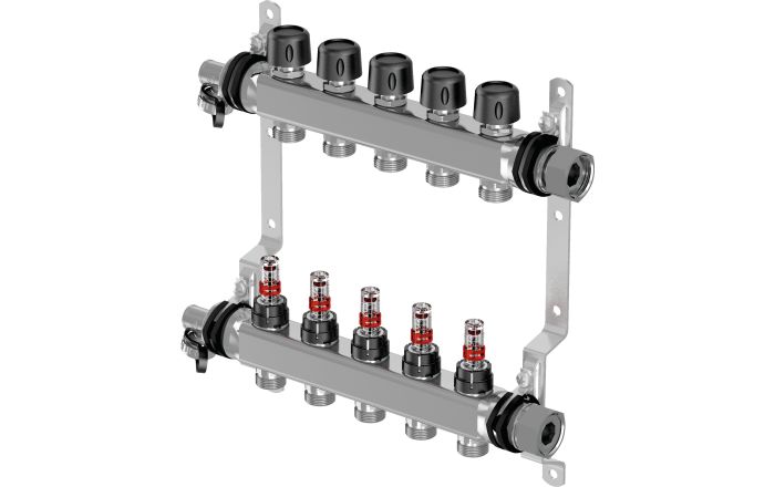 UPONOR VARIO S КОЛЛЕКТОР С РАСХОДОМЕРАМИ СТАЛЬНОЙ, ВЫХОДЫ 10X3/4 ЕВРОКОНУС '1Ф