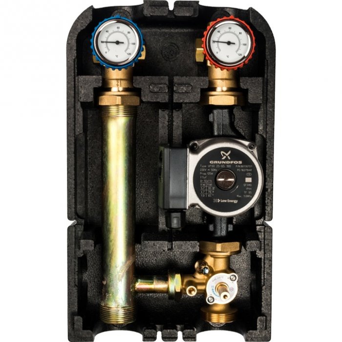 Насосная группа с 3-х ходовым приводным смесителем 1"с насосом Grundfos UPSO 25-65