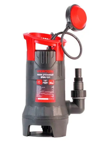Дренажный насос для грязной воды Verton AQUA DP900/35PE (мощн.900Вт.,напр. 230/50 В/Гц.,макс. выс.8 м.,произв.250 л/мин.,макс.темп. 35.,IPX8.,нижн.забор воды.,диаметр частиц 35мм.,пластик.корпус,внешний поплавок)