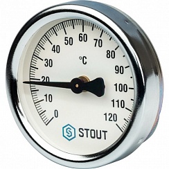 Термометр биметаллический накладной с пружиной. Корпус Dn 63 мм, 0...120°С, 1"-2"